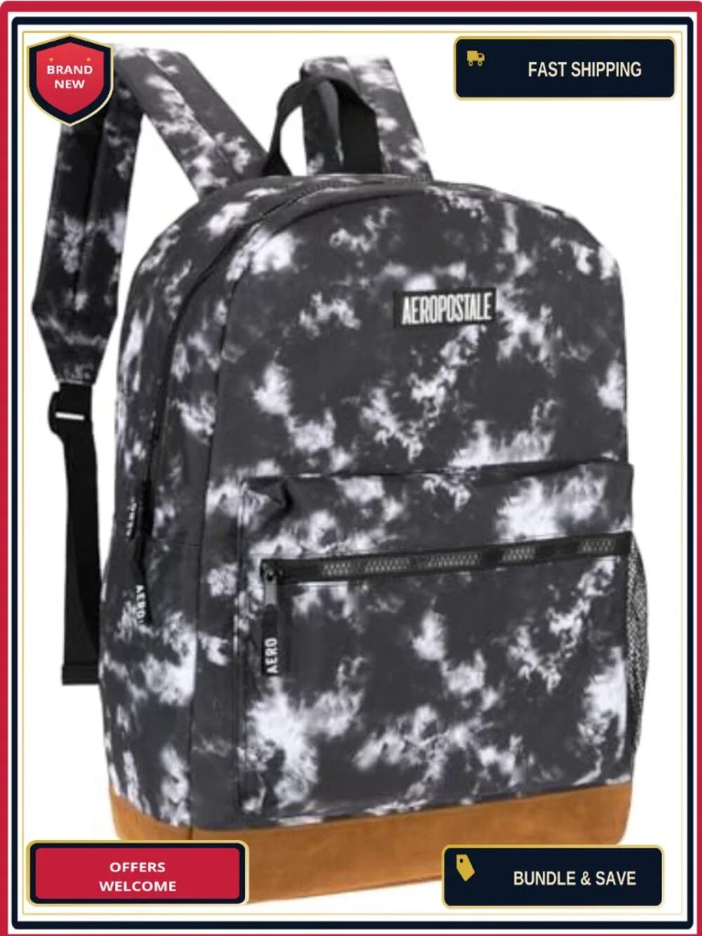 Aeropostale Unisex Backpack Padded Laptop Sleeve 600D Polyester Water Repellent
